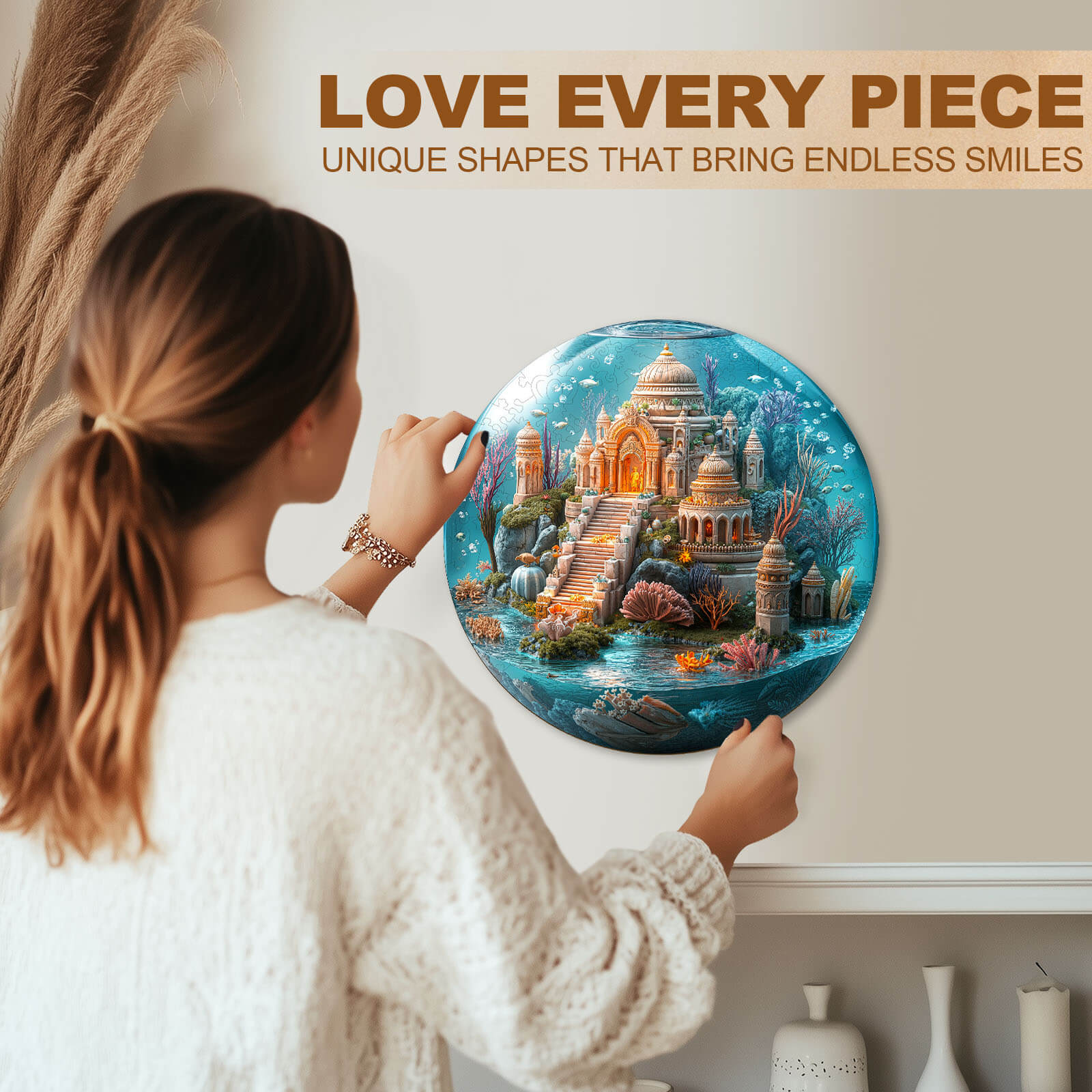 Underwater Mandala Temple Wooden Jigsaw Puzzle