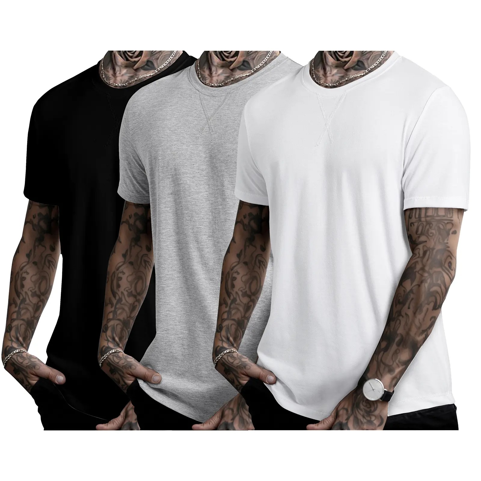 Men's Hipster Longline Crewneck T-Shirt