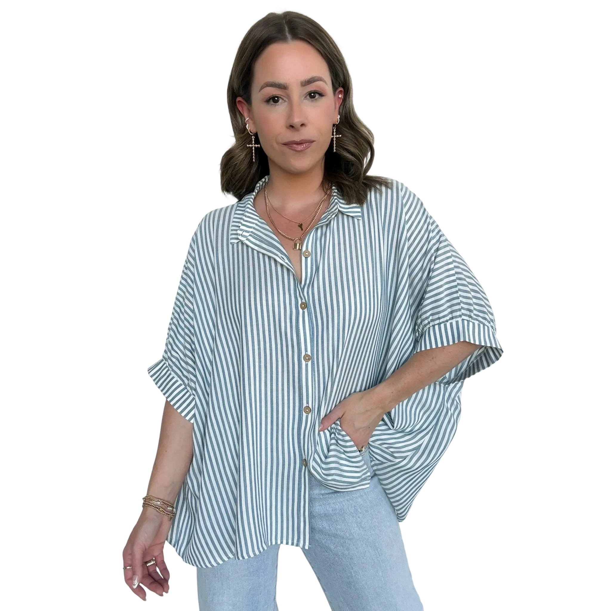 Classic Striped Relaxed-Fit Button-Down Shirt