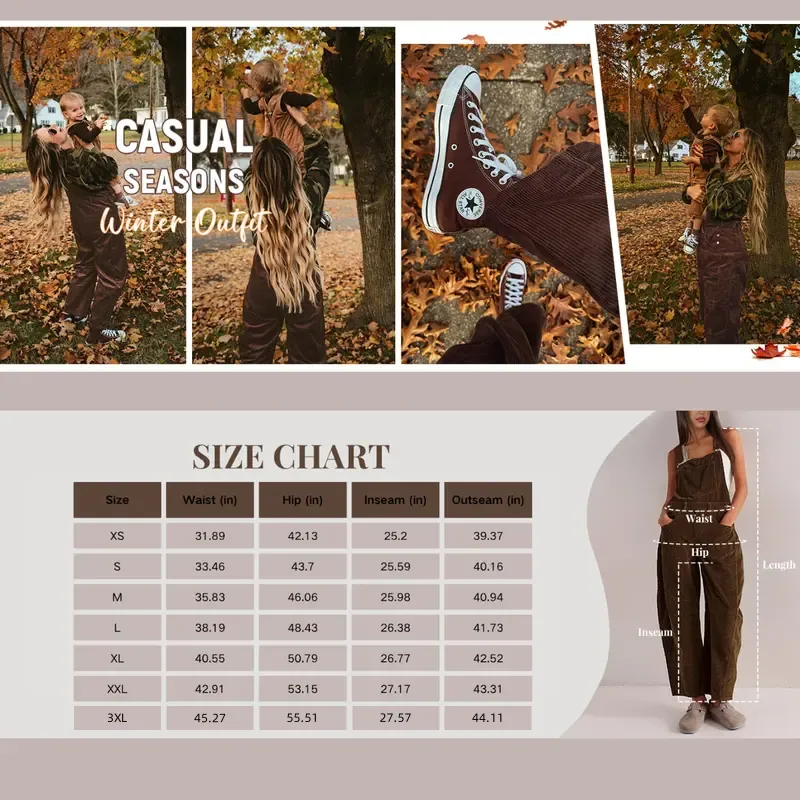 ✨Women's Corduroy Overalls Barrel Wide Leg Bib Pants🔥