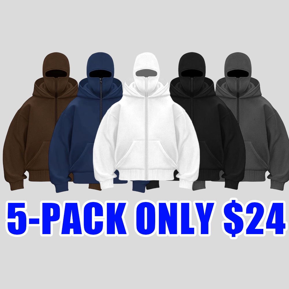 Unisex Y2K Balaclava Zip-Up Double Layer Hoodie Jacket