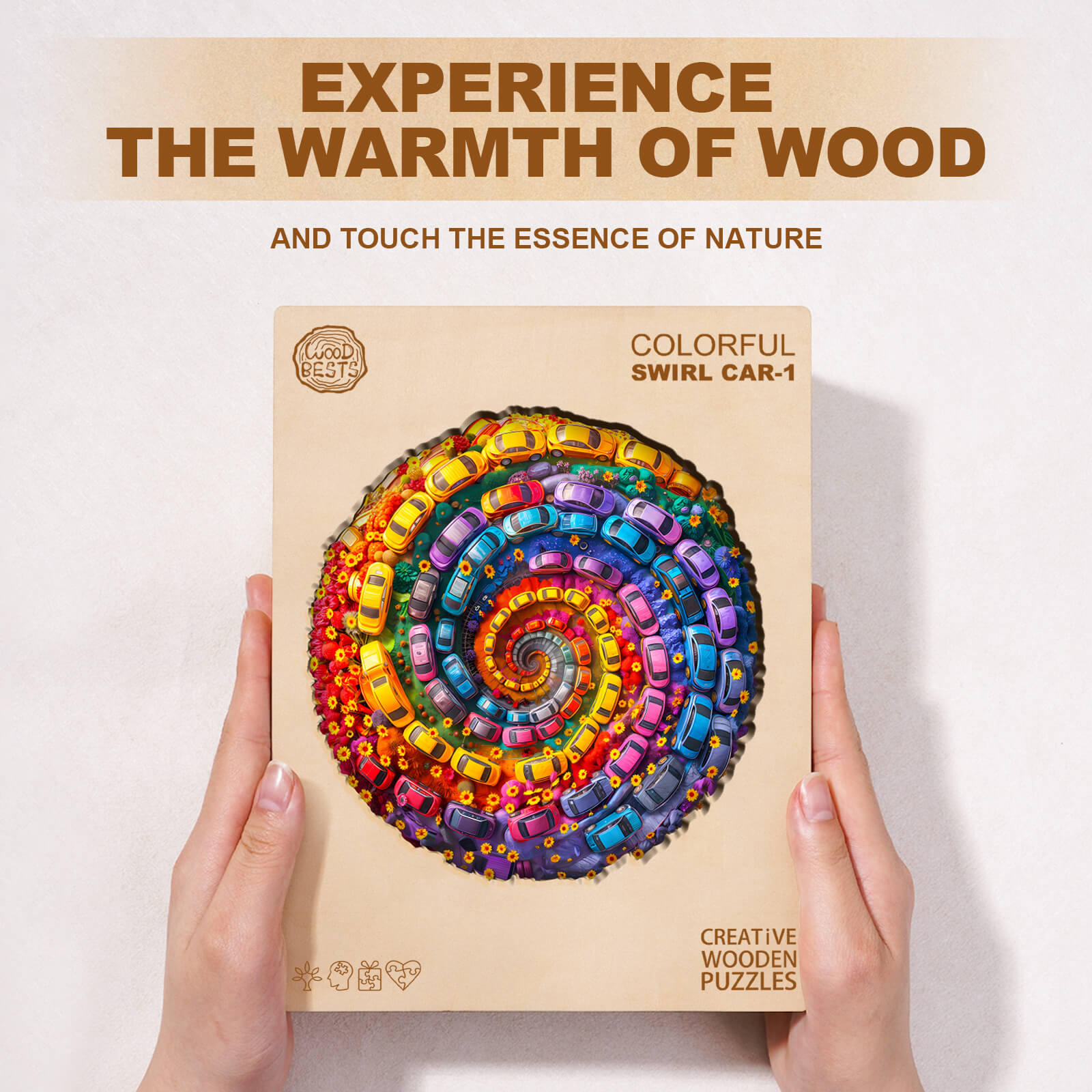 Colorful Swirl Car-1 Wooden Jigsaw Puzzle