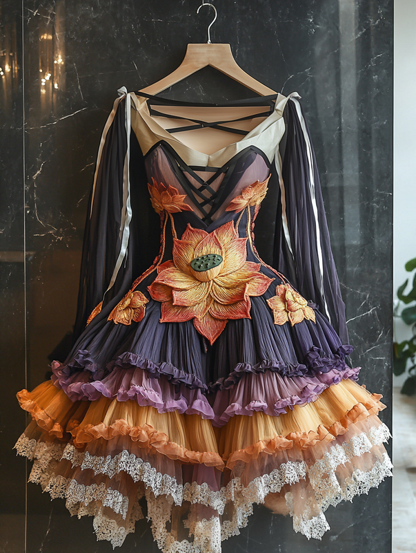 Summer Vacation Rainbow Lace Ruffle Dress 0ffa