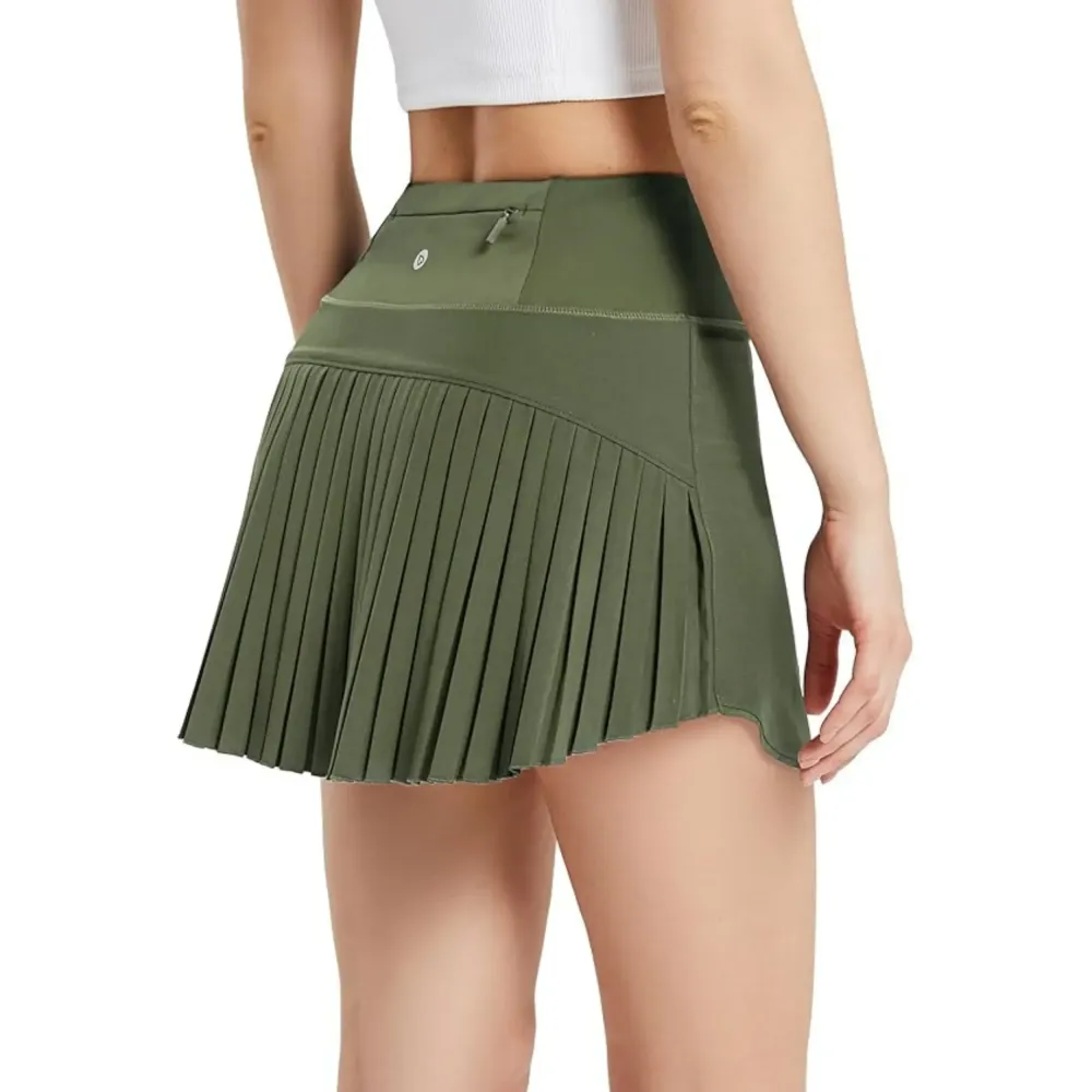 Women's Pleated Tennis Skirts Flowy High Waisted Lightweight Athletic Golf Outfits Skorts Skirts with Shorts