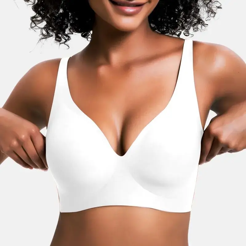 Womens Comfortable Wireless Bras Push Up Bralettes Seamless Tshirts Bras Deep V Everyday Bras