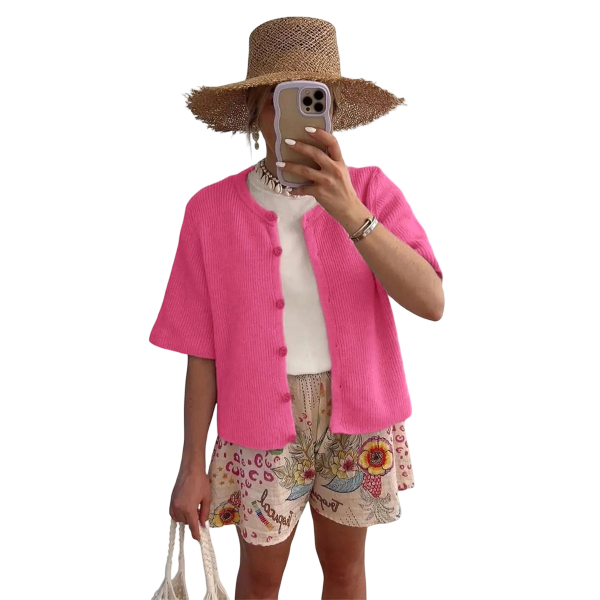 Women's Lightweight Short Sleeve Cardigan Soft Ribbed Knit Button Down Layering Top