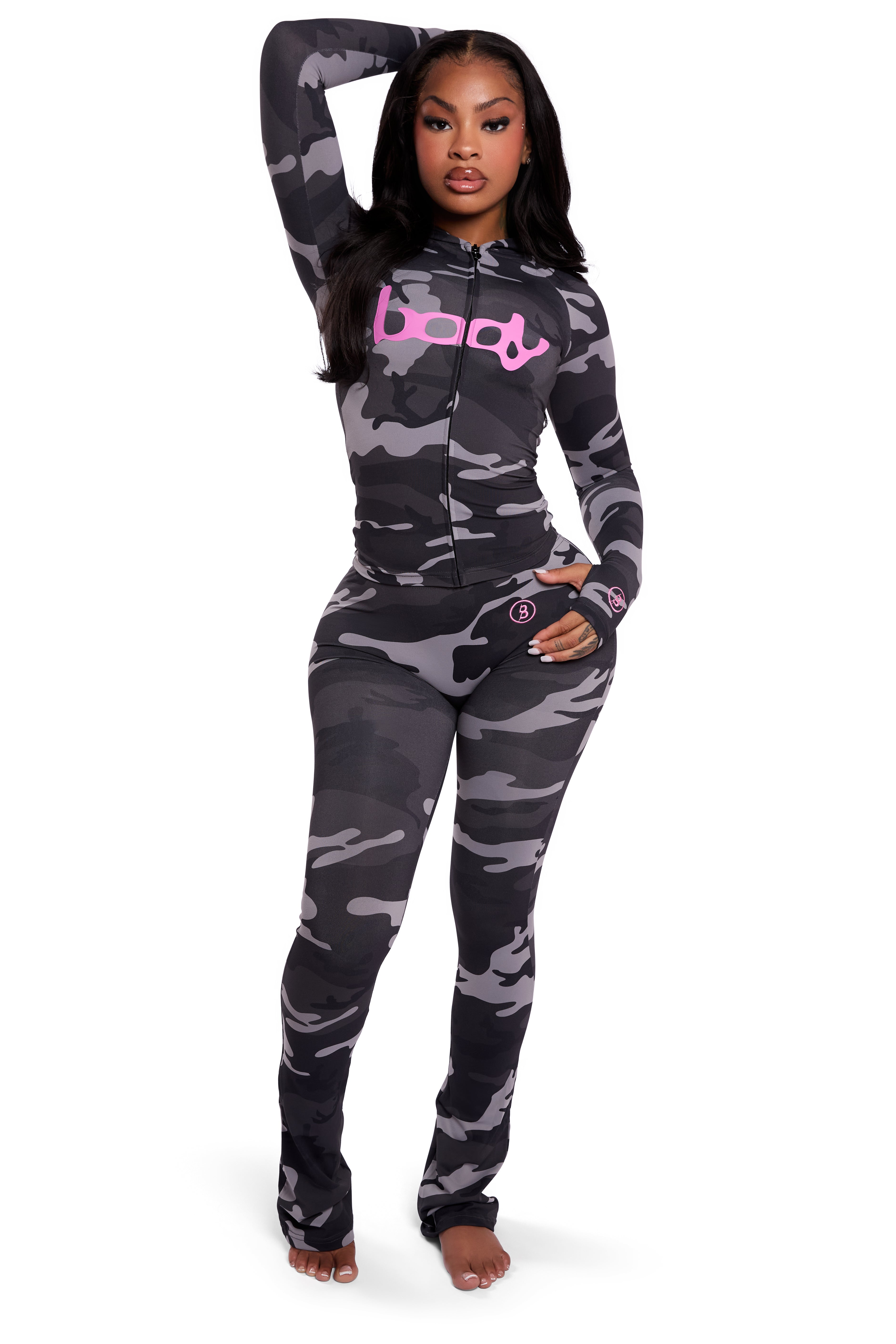 BASICS ULTRA LOW-RISE LEGGINGS 2.0 (GREY CAMO/HOT PINK)