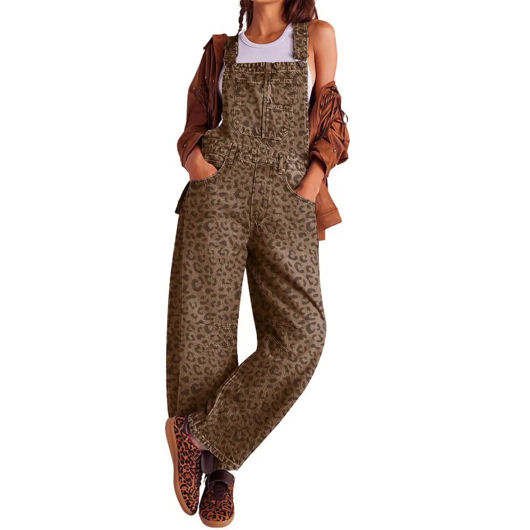 Women's Y2K Wide-Leg Denim Overalls