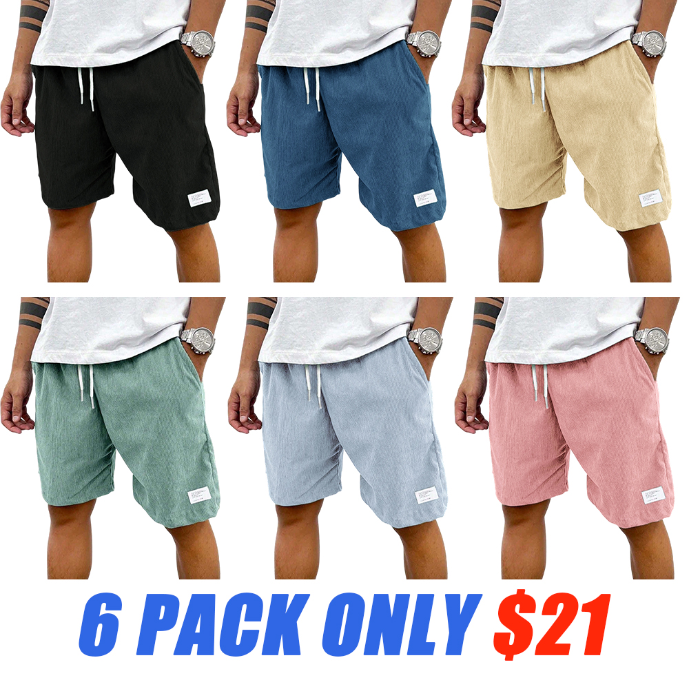 Men's Solid Patched Drawstring Waist Shorts