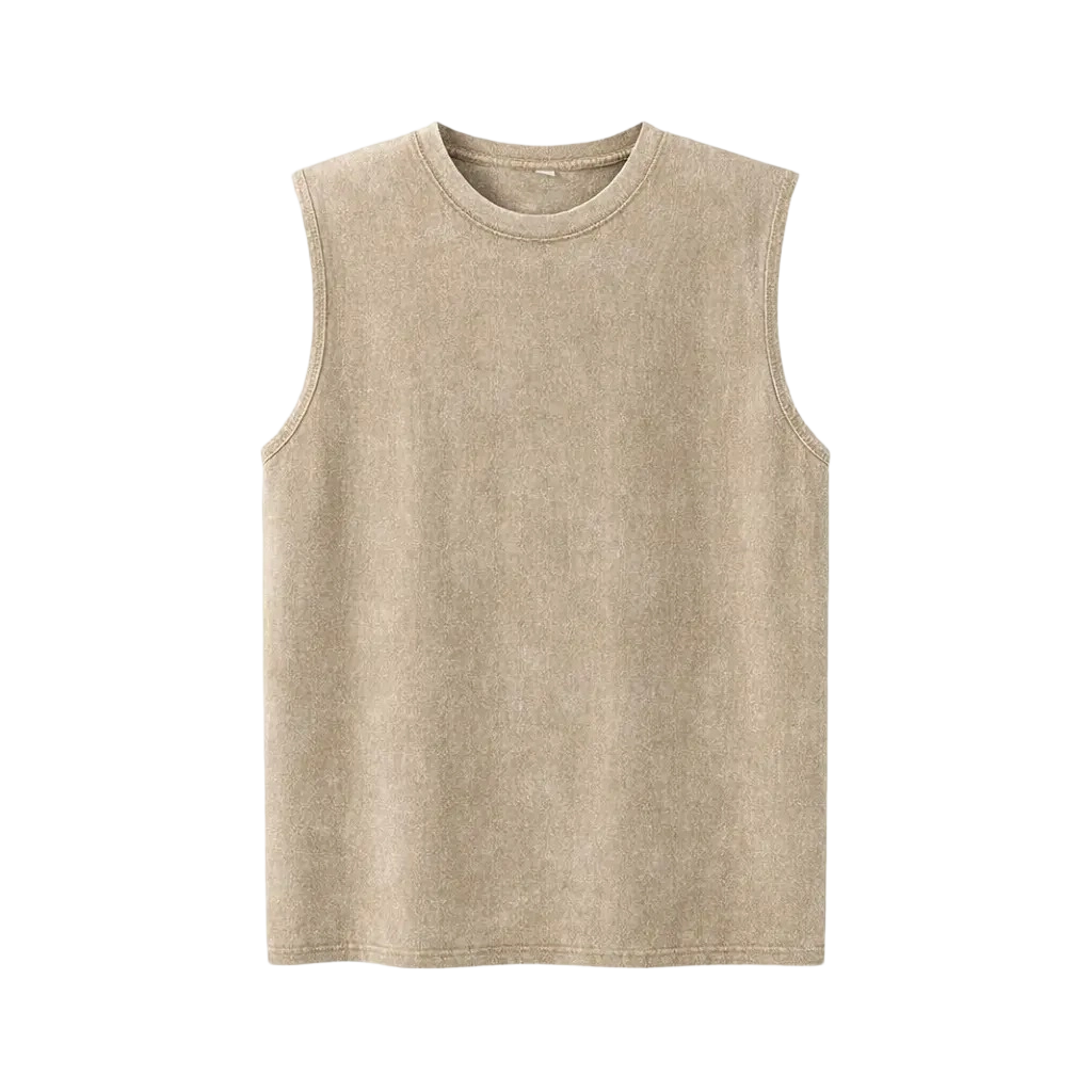 Men's Oversized Sleeveless Vest - Vintage Heavy Cotton Washed Loose Fit Athletic Tee