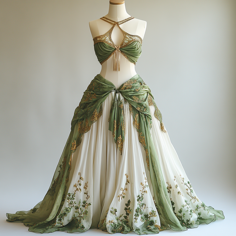 Summer original design forest theme gold foil two-piece suit 9c3b