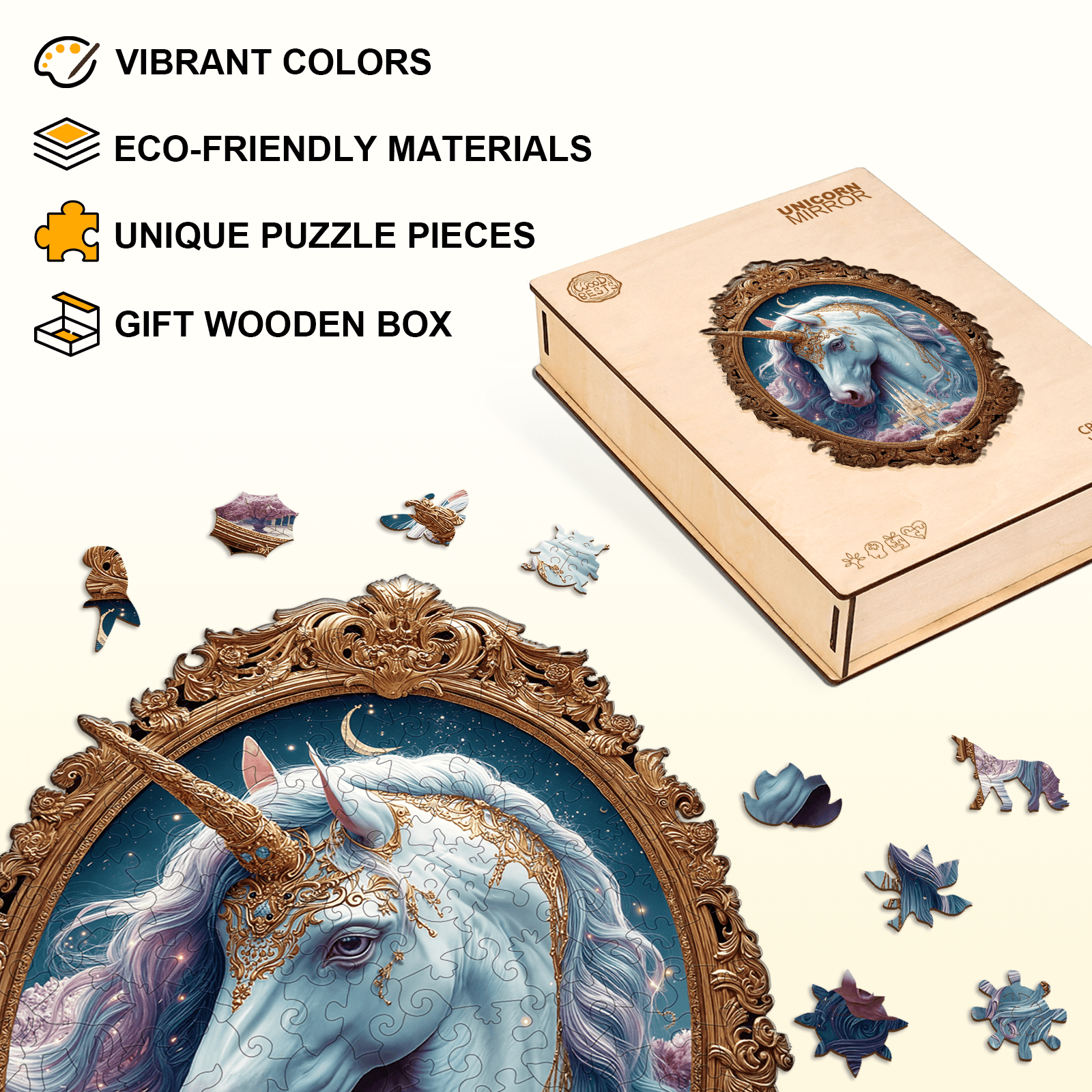 Unicorn Mirror Wooden Jigsaw Puzzle