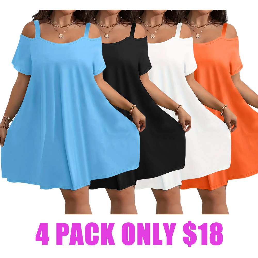 Plus Size Women's Round Neck Short Sleeve Shoulder Cut Out Fitted Casual Midi Dress