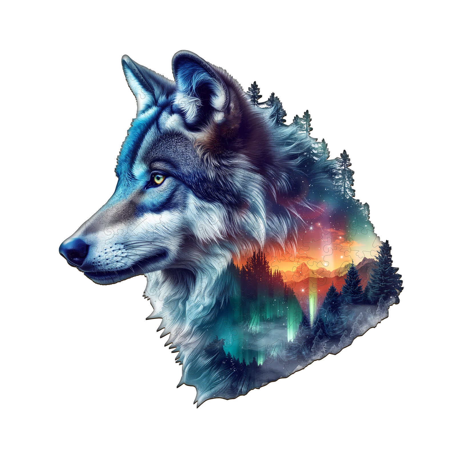 Aurora Wolf Wooden Jigsaw Puzzle