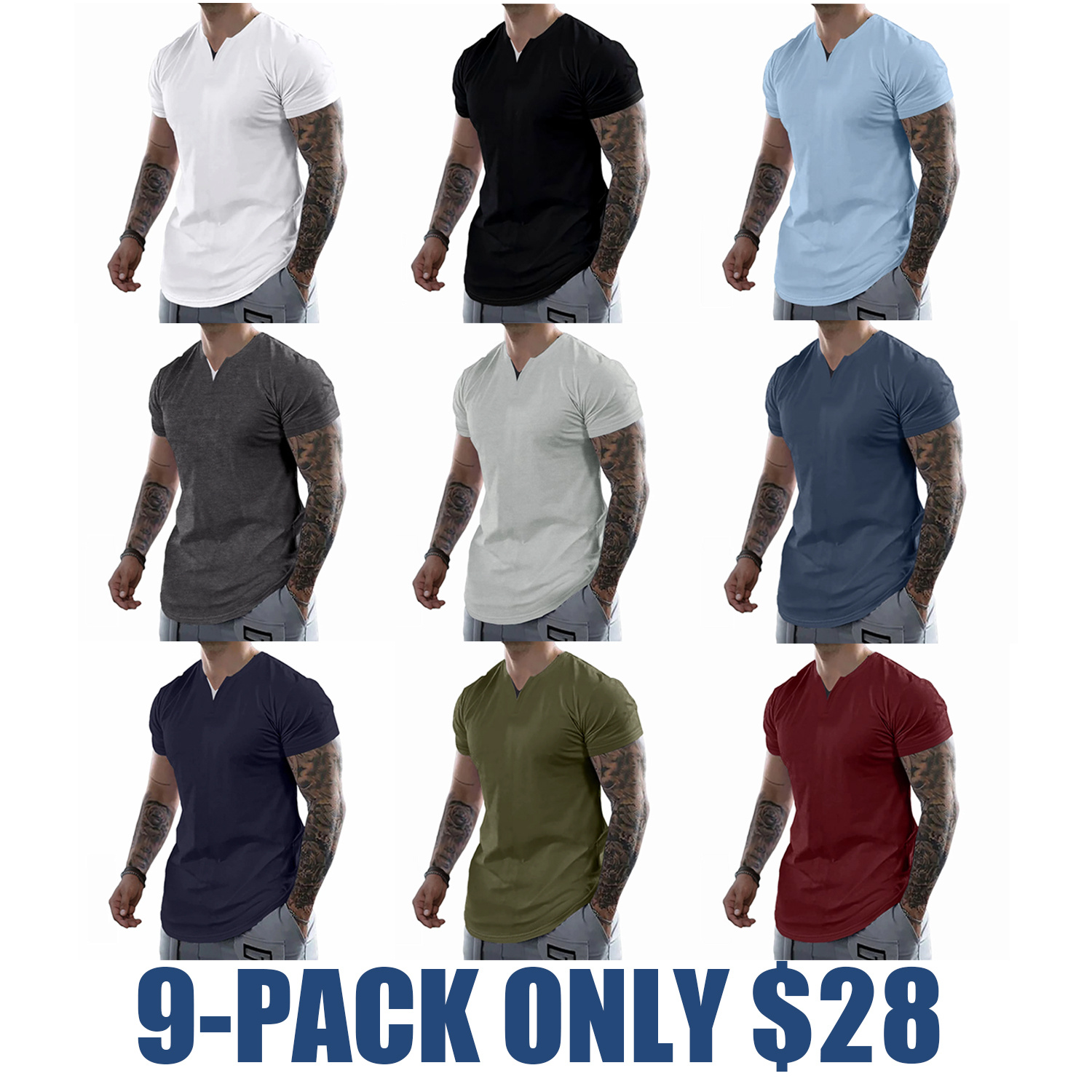 Men's Slim Fit V-Neck Muscle Tee - 2025 Spring Athletic Fashion