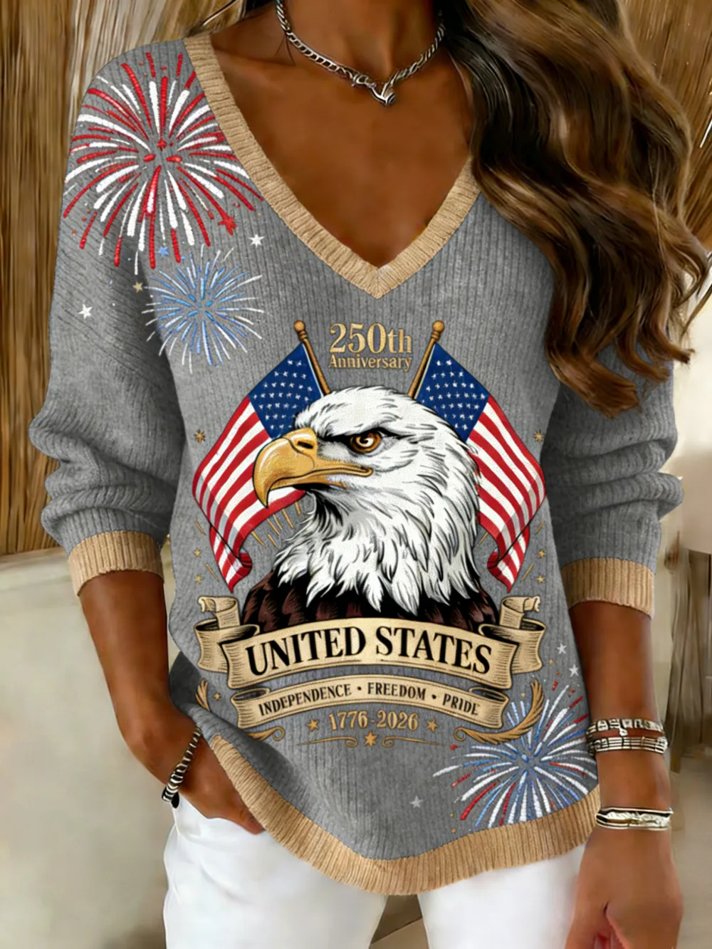 United States 1776-2026 Patriotic Knit Top