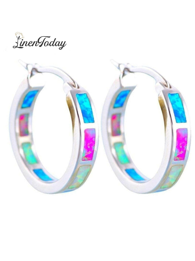 Fashion Opal Round Earrings Everyday Versatile