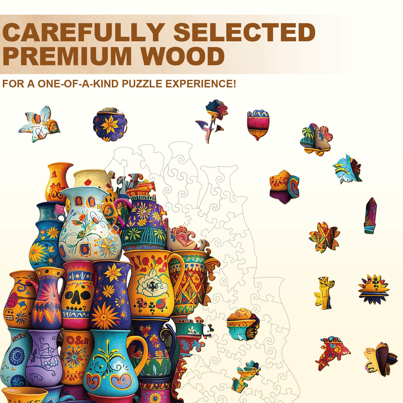 Mexican ceramics Wooden Jigsaw Puzzle