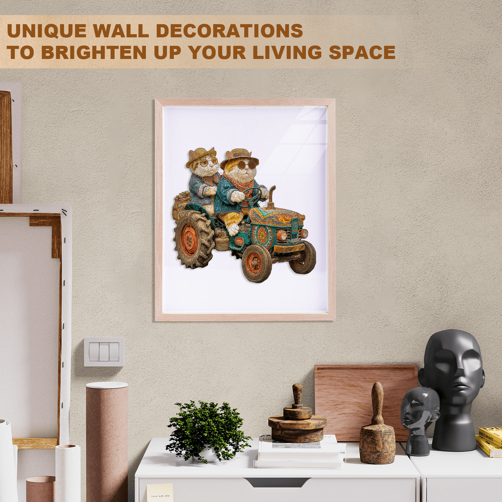 Kitten Tractor Wooden Jigsaw Puzzle