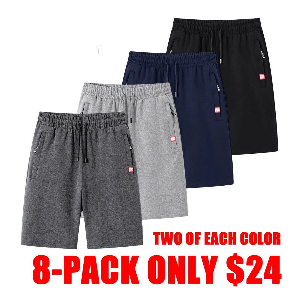 Men’s casual athletic shorts, made from breathable fabric with a zipper design