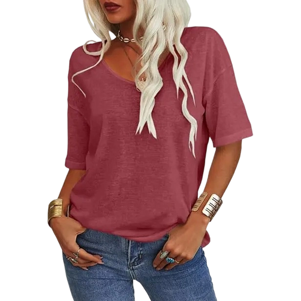 🌟🌟Women’s Soft V-Neck Casual Loose Fit T-Shirt