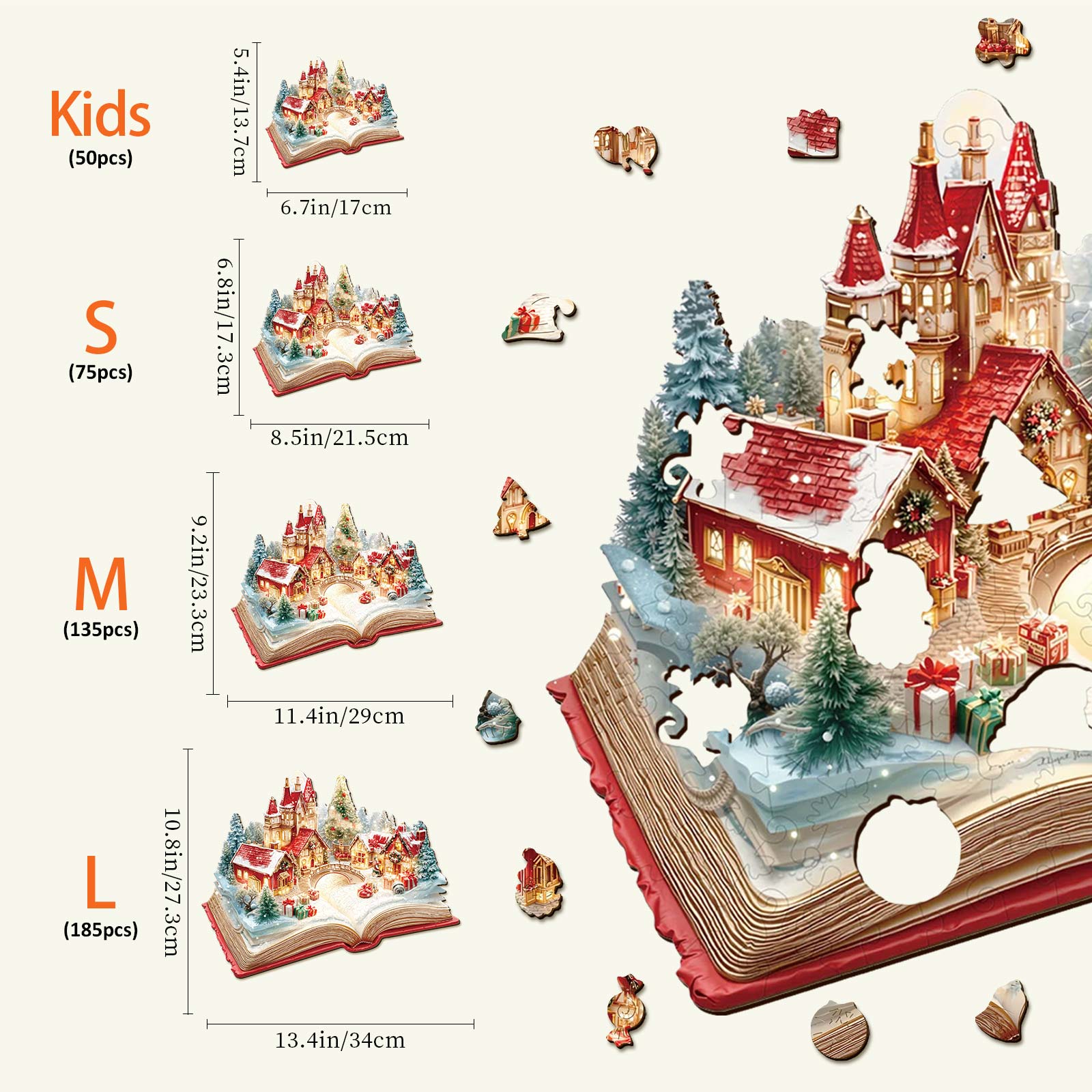 Christmas Pop-up Book Wooden Jigsaw Puzzle