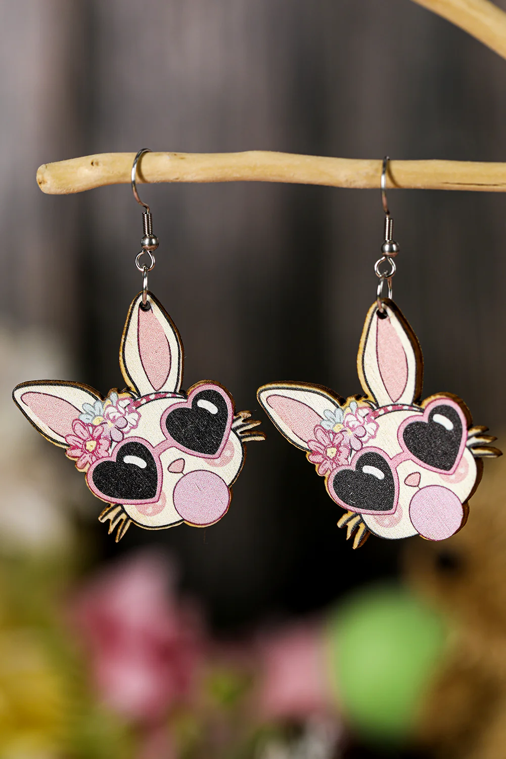 Light Pink Easter Rabbit Hook Dangle Earrings