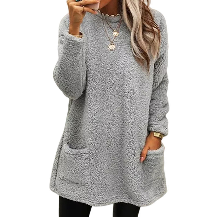 🔥LAST DAY 50% OFF🔥 Women's Long Sleeve Pocket Plush Sweatshirt