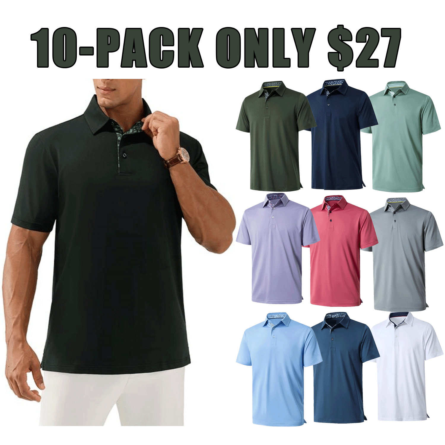 🔥Men’s Classic Cotton Short-Sleeve Polo Shirt