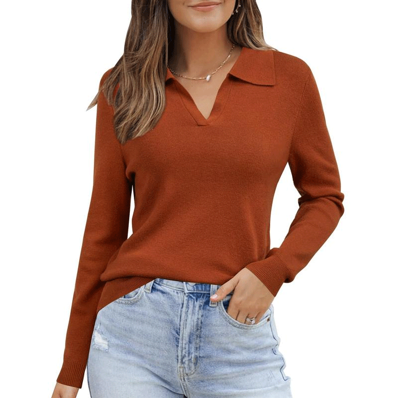Women's Cozy Wool-Blend Collar Knit Top