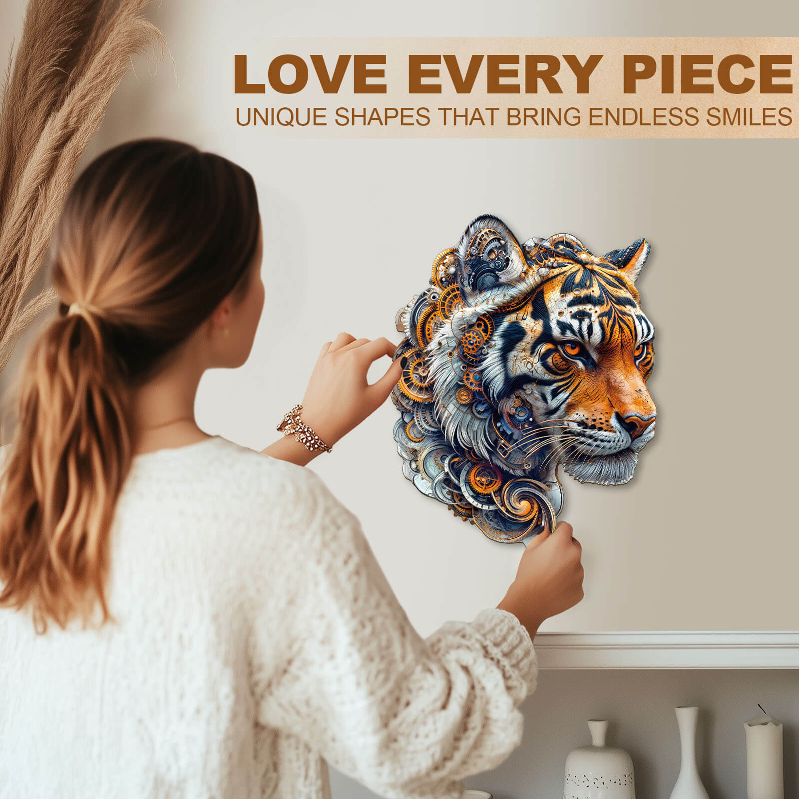 Golden mechanical tiger Wooden Jigsaw Puzzle