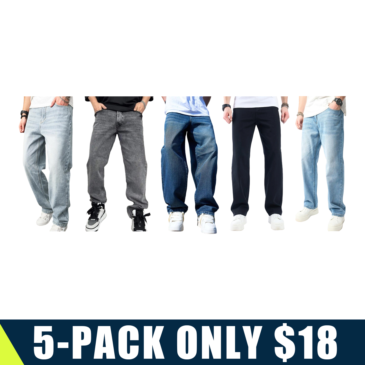 Men’s Loose Fit Cargo Denim Pants — Relaxed Streetwear Style