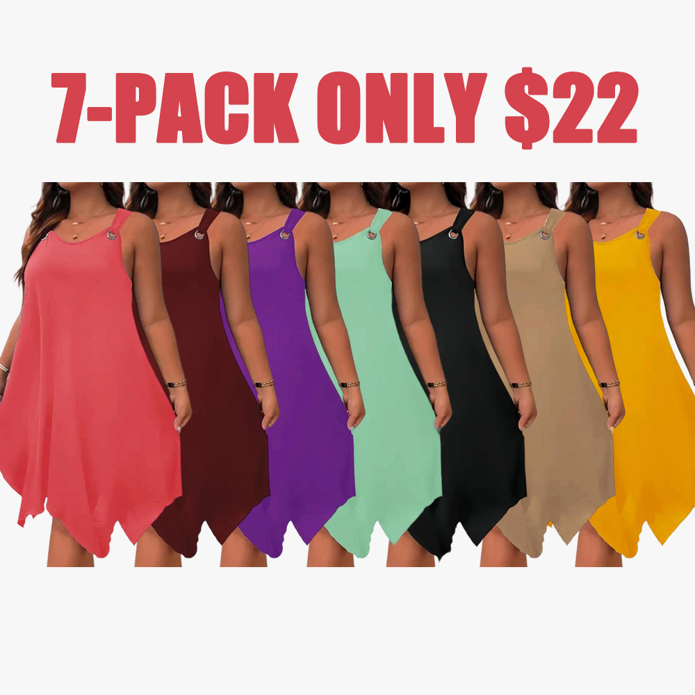 [Plus Size]Women’s Solid Color Tank Dress – Casual Sleeveless Summer Dress for Everyday Wear