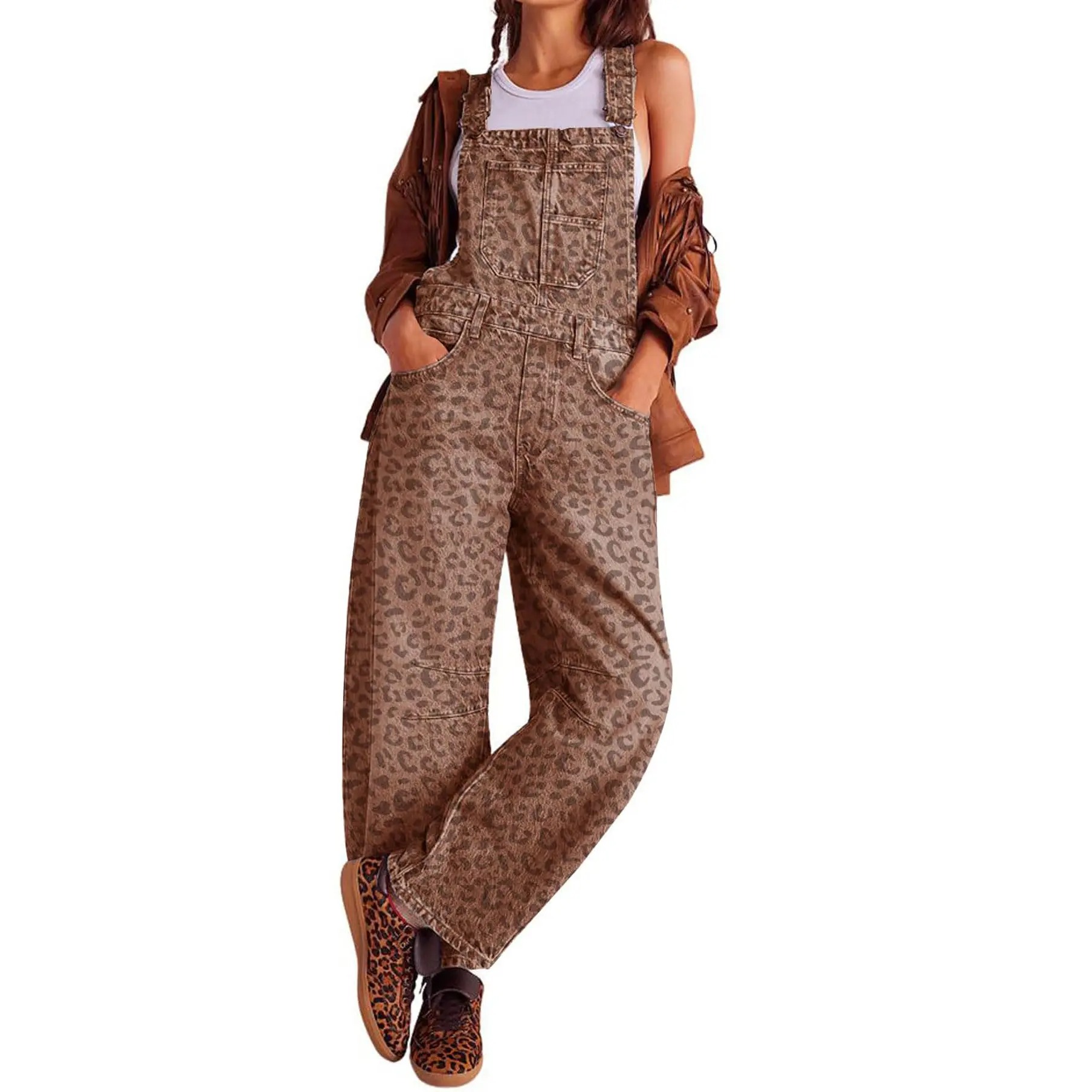 Women's Y2K Wide-Leg Denim Overalls