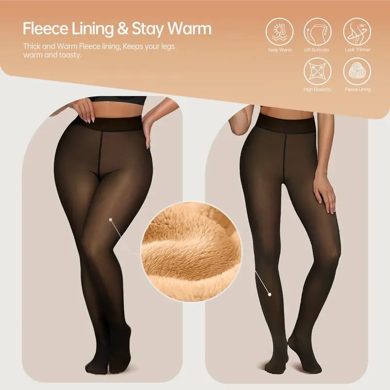 Fleece Lined Tights One-Lined Seams both front and back