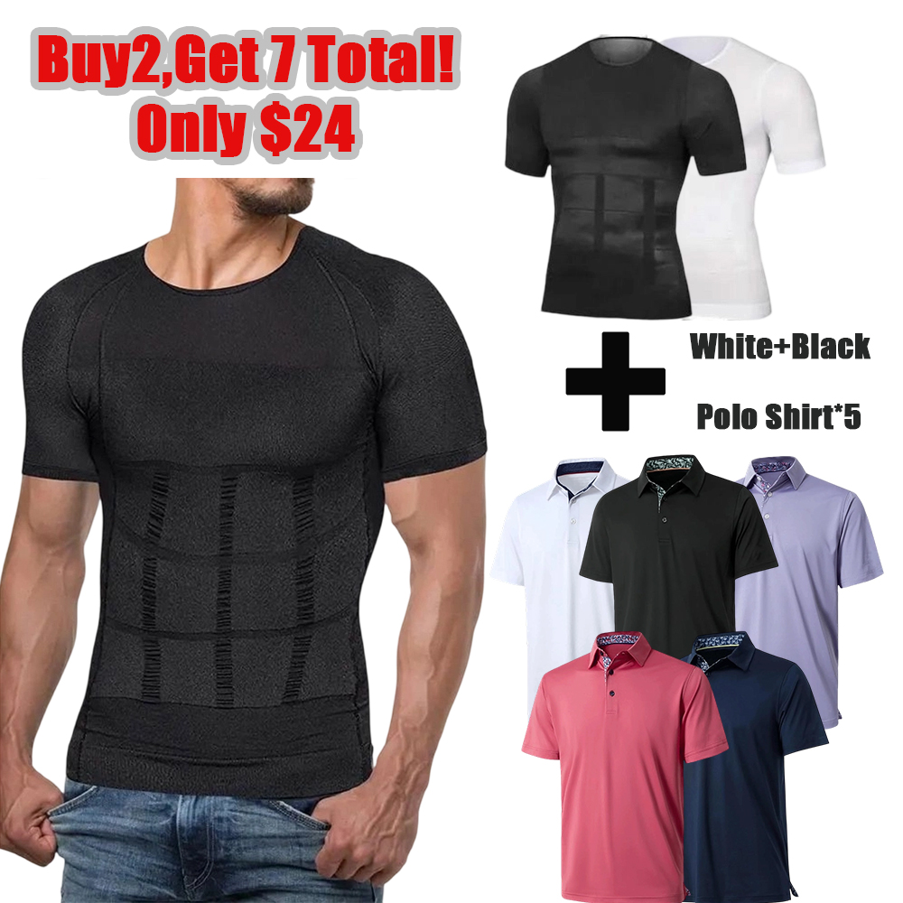 Buy2,Get 7 Totall--0nly $24 Mens Shapewear+Polo Shirt