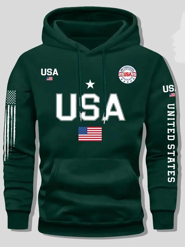 USA Flag Print Unisex Hoodie