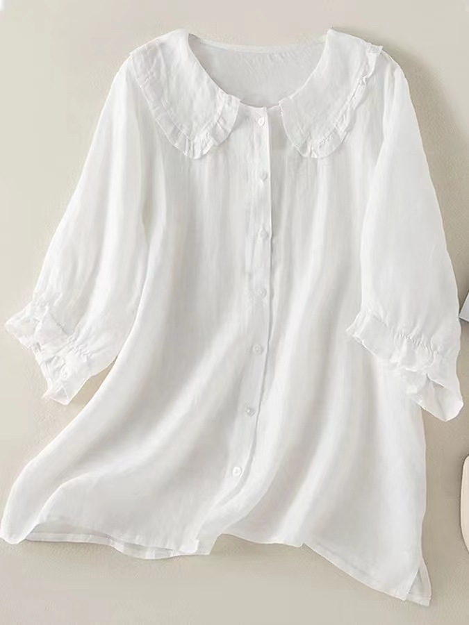 Women‘s Peter Pan Collar Cotton Shirt