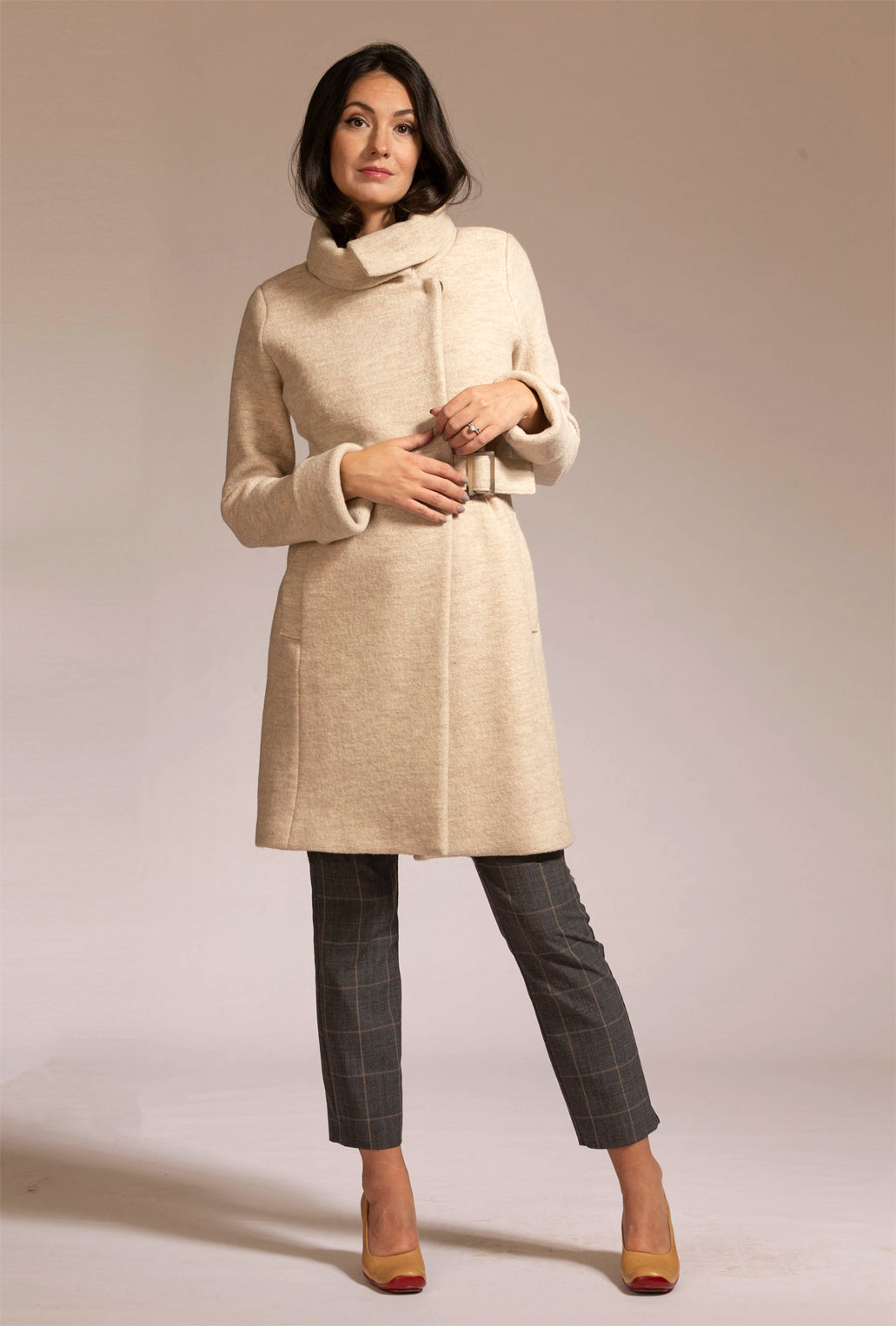 SANDSTONE COWL NECK COAT