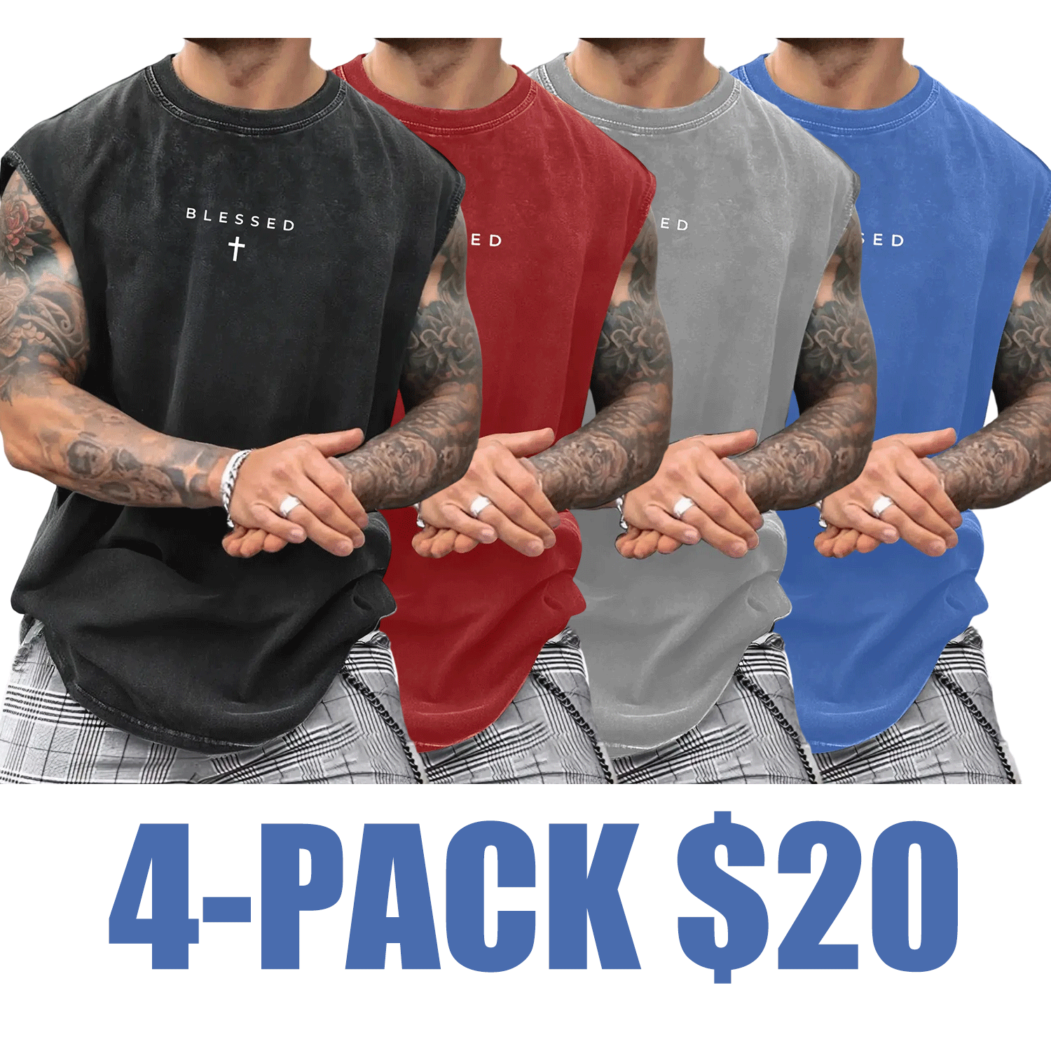 Men's Loose-Fit Sleeveless Short Graphic T-Shirt