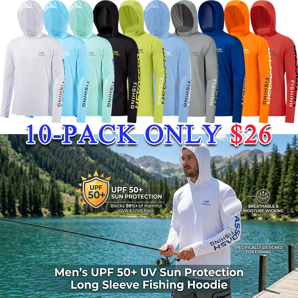 Men's UPF 50+ UV Sun Protection Long Sleeve Fishing Hoodie - Lightweight Performance Hooded Shirt