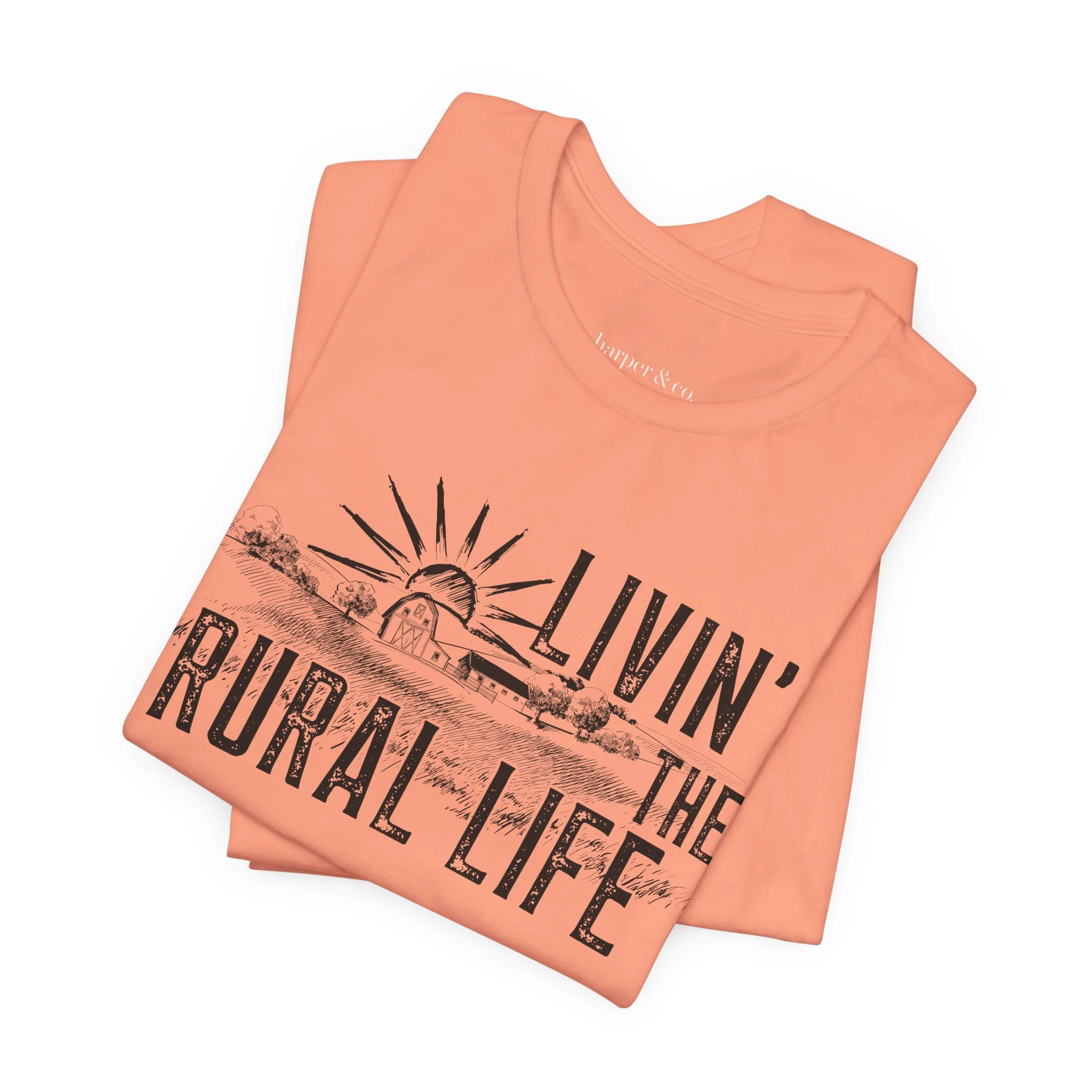 Living the Rural Life (black graphic) Bella Canvas Unisex Jersey T-Shirt - Multiple Colors