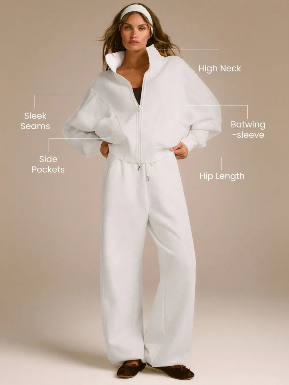 Everyday Fleece WarmthSoft Warm Lightweight Front Back Seam Detailing Pockets Batwing Sleeve High Neckline Full-Zip Jacket