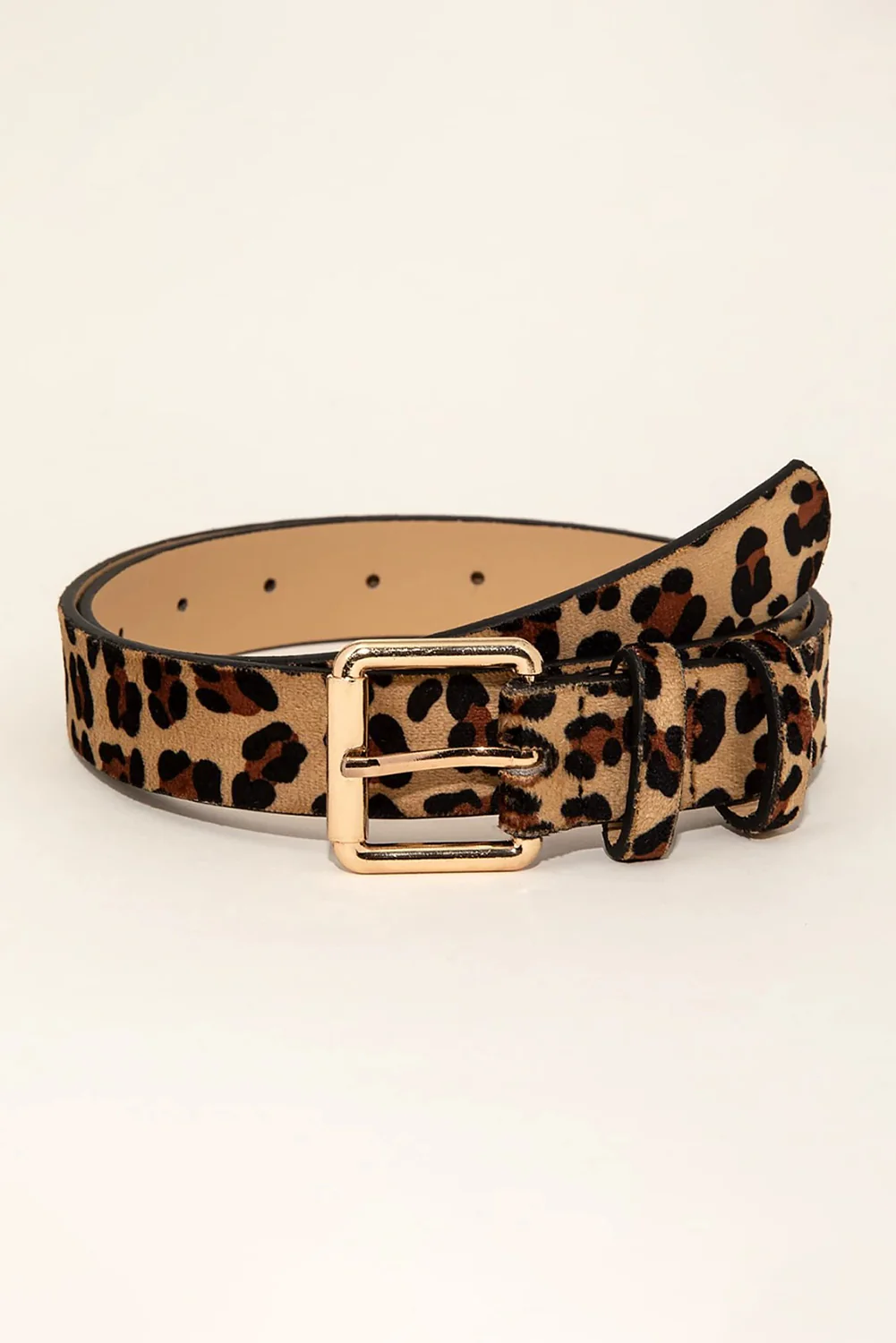 Camel Western Leopard Print PU Leather Wide Waist Belt