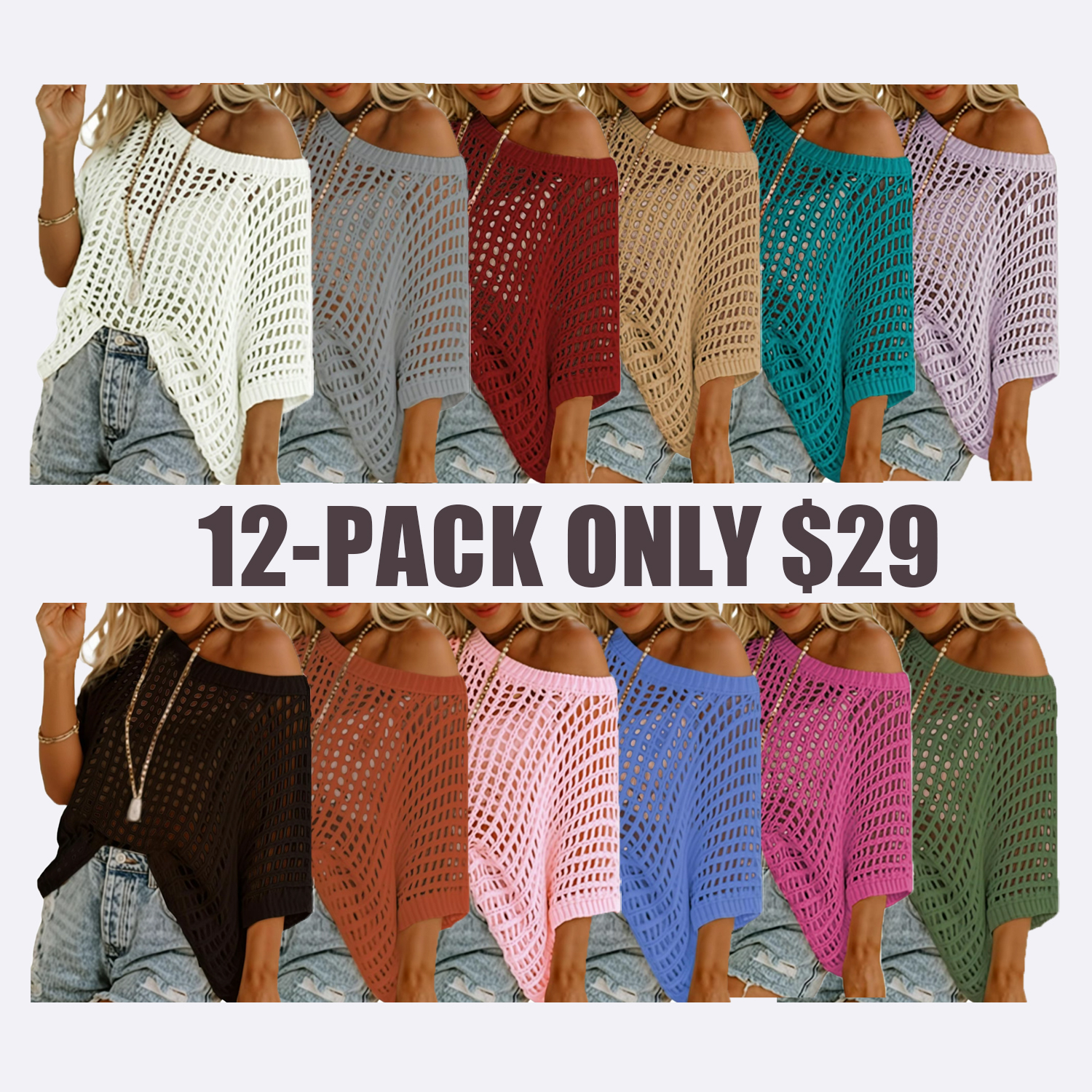 Women's Summer  Casual Scoop Neck Short Sleeve Pullover Blouse, Lightweight Hollow Out Beach Cover Up Shirt