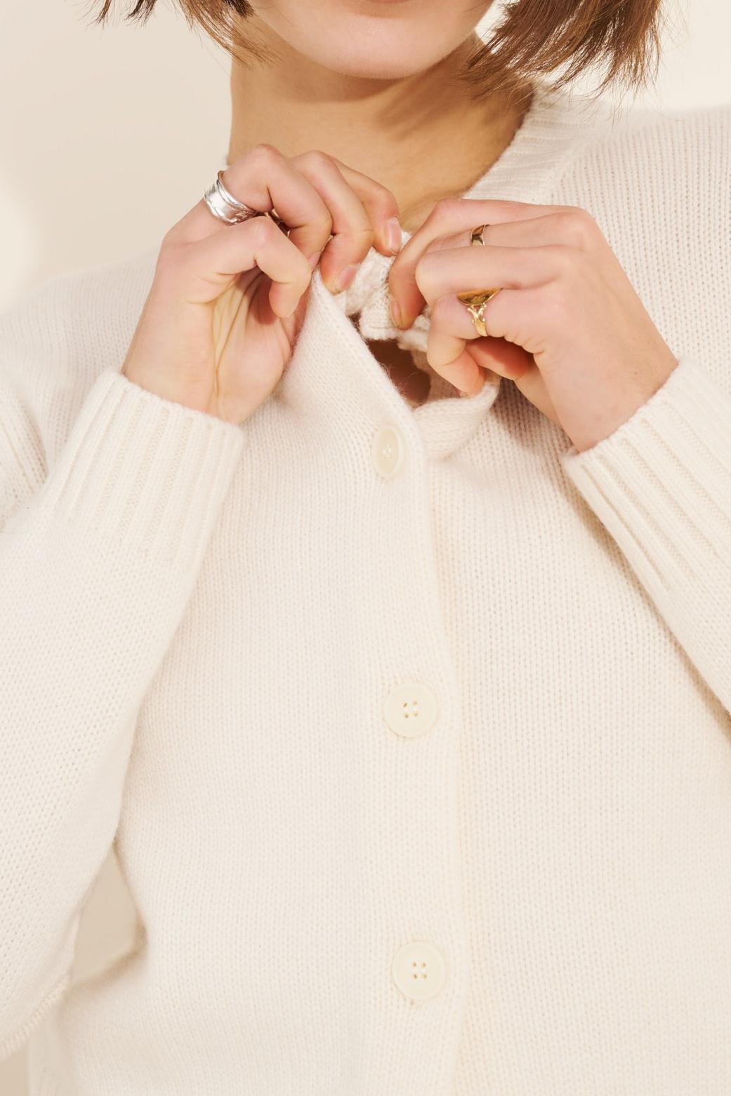 Solid Color Button Cashmere Sweater