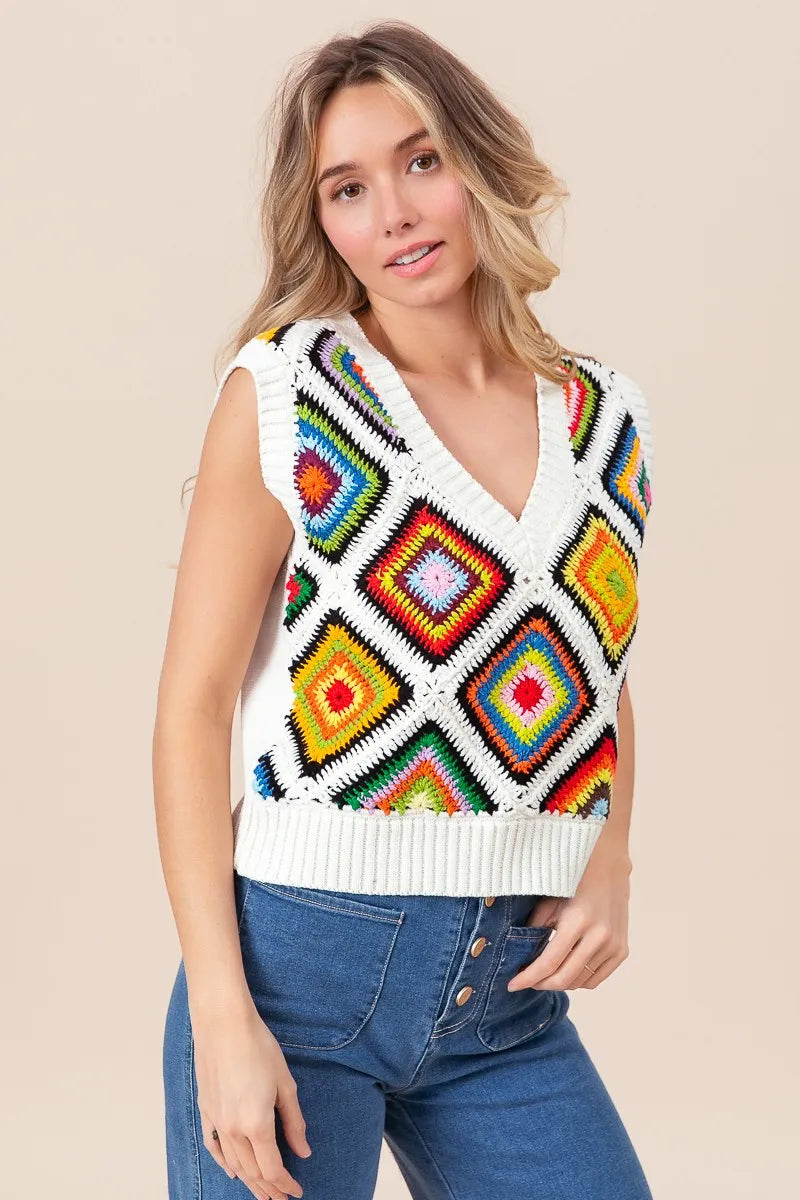Diamond Granny Square Sweater Vest