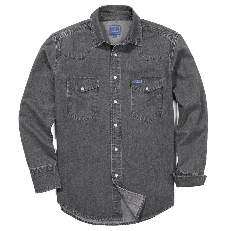 🔥HOT-SALE 🔥Men's Long Sleeve Stone-Washed and Pre-Washed Denim Work Shirt