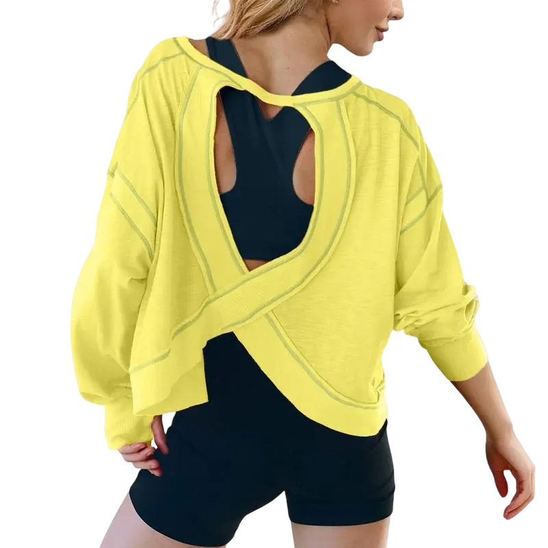 Women's Open Back Tops Y2K Short / Long Sleeve Workout Shirts Casual Yoga Athletic Gym Slouchy Crop Running Tees