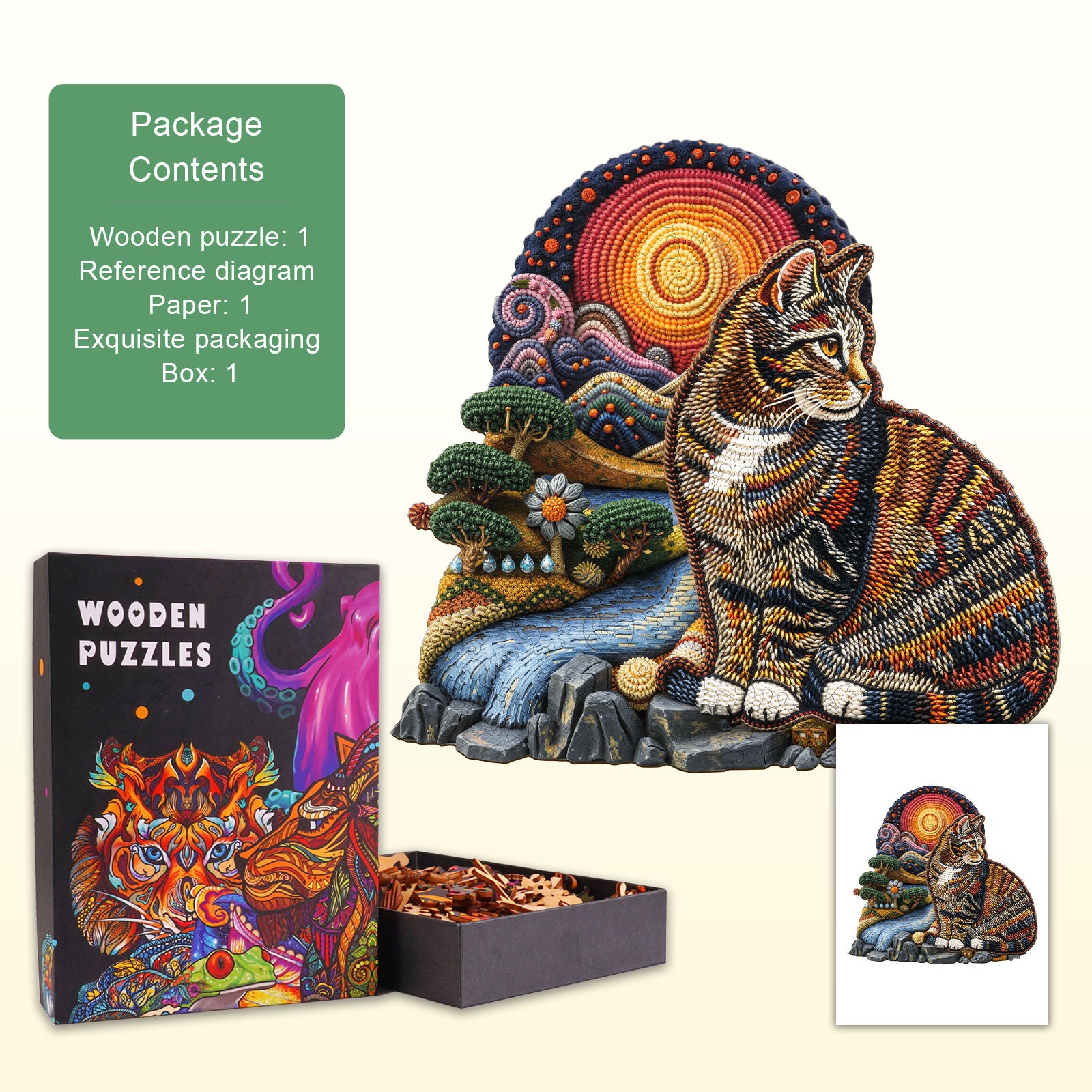 Knitted Kitten Wooden Jigsaw Puzzle